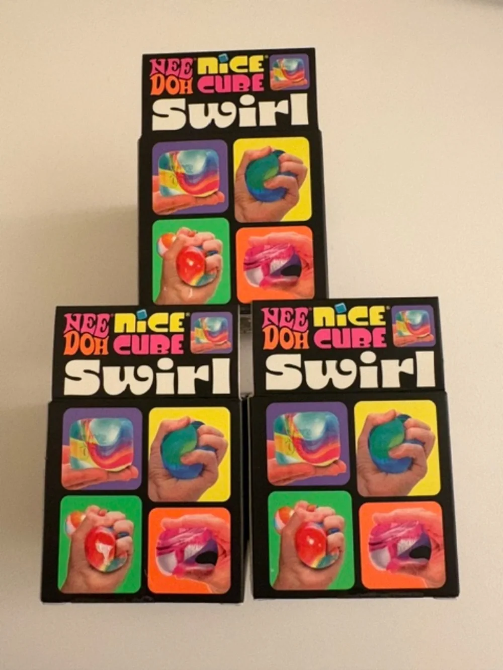 Nee Doh Nice Cube Swirl  Squish Toy Fidget Real Set of 3